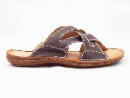 Papuci barbati maro din piele naturala, model impletit biashoes.ro imagine reduceri